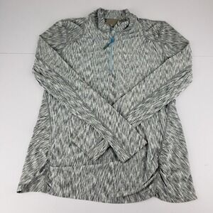 Athleta Jacket Women's Medium Space Dye Gray Elite 1/2 Zip Pullover Top 426904